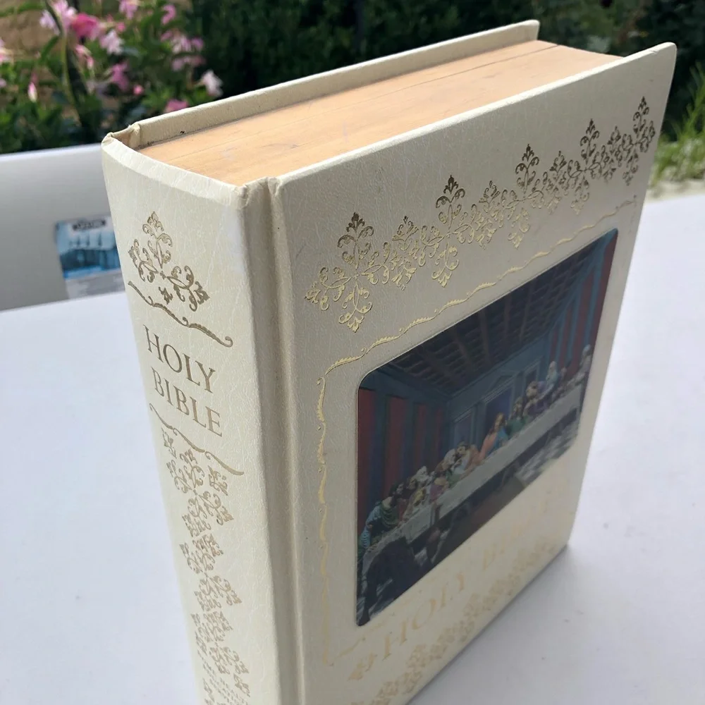 Holy Bible Cream with Gold Embossed Cover Home Health Education 1976